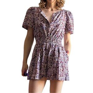 Anthropologie Sz S Linen Floral Relaxed Summertime Romper